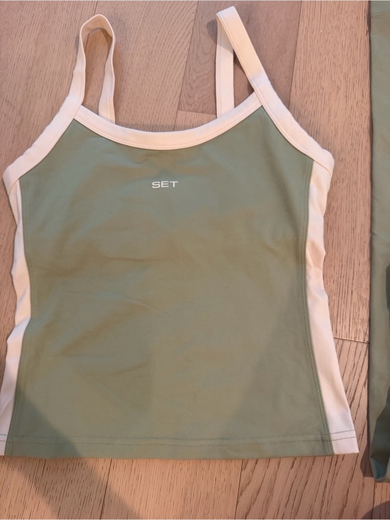 SET Active Tops - SET Active Olive Green and Cream Contrast Trim Camisole